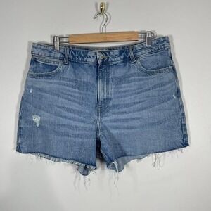 Wrangler High Rise Vintage 4" Short Womens 14/32 Medium Wash Denim Cut Off s‎